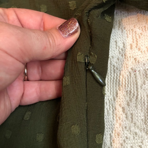 Zara olive Pom Pom Swiss dot vneck mini dress - Picture 10 of 11